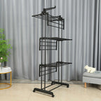 Clothes Airer Clothes Drying Rack Indoor Clothes Horse Laundry Clothes Rack Clothes Dryer 4 Tier Foldable Space Saving With Shoe Rack Stainless Steel Easy Storage