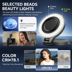 Magnetic Camera Stabilizer Grip + Magnetic Fill Light Bundle, Anti-Shake Handheld Photography Handle with Wireless Remote Zoom Control, 180° Rotatable 3 Colors LED Pocket Selfie Ring Light for Phone Shooting Vlog Live Makeup