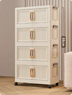 Foldable Storage Bins 128QT with Lid, Magnetic Doors & Lockable Wheels, Stackable storage Boxes for Living Room, Office, Kitchen, Dorm