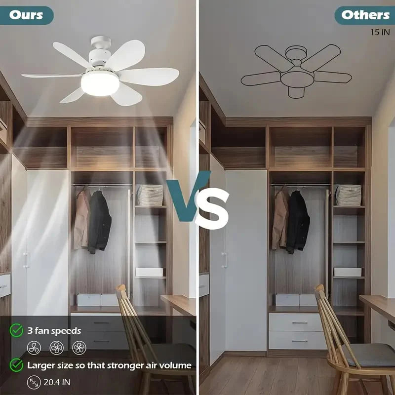 ⏰LAST DAY SALE 70% OFF🔥40W LED Ceiling Fan Light – 20.5” Ultra-Quiet with Remote 🎯 | E27 + FREE B22 Adapter 🔌 | For Bedroom 😴, Kitchen 👩‍🍳 & Garage 🛠️