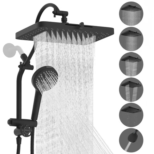 13-Inch High-Pressure Rainfall Shower Head Combo – 10-Mode Handheld Sprayer & Adjustable Extension Arm