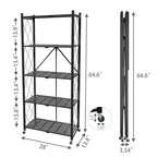 Portable Foldable Metal Steel Storage Rack, No Assembly Required
