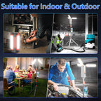 Rechargeable Portable 3-Head LED Work Light Camping Flashlight with 67-Inch Adjustable Tripod