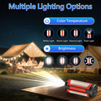 Rechargeable Portable 3-Head LED Work Light Camping Flashlight with 67-Inch Adjustable Tripod