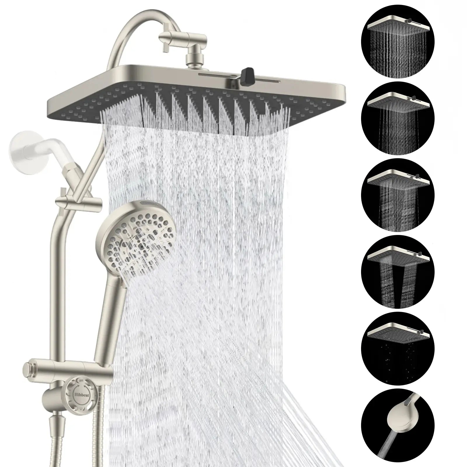 13-Inch High-Pressure Rainfall Shower Head Combo – 10-Mode Handheld Sprayer & Adjustable Extension Arm