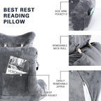 Extra-large reading pillow with removable neck cushion, suitable for sitting on bed or sofa