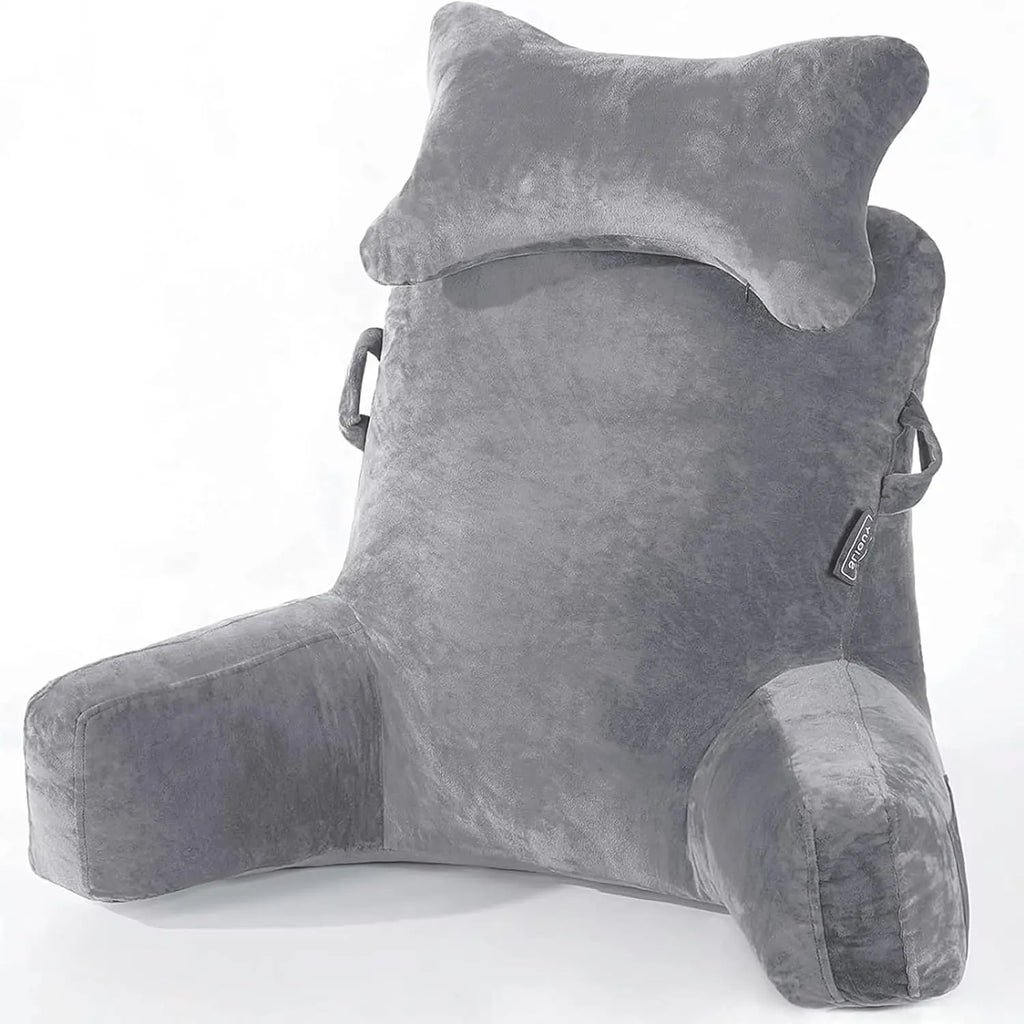 Extra-large reading pillow with removable neck cushion, suitable for sitting on bed or sofa