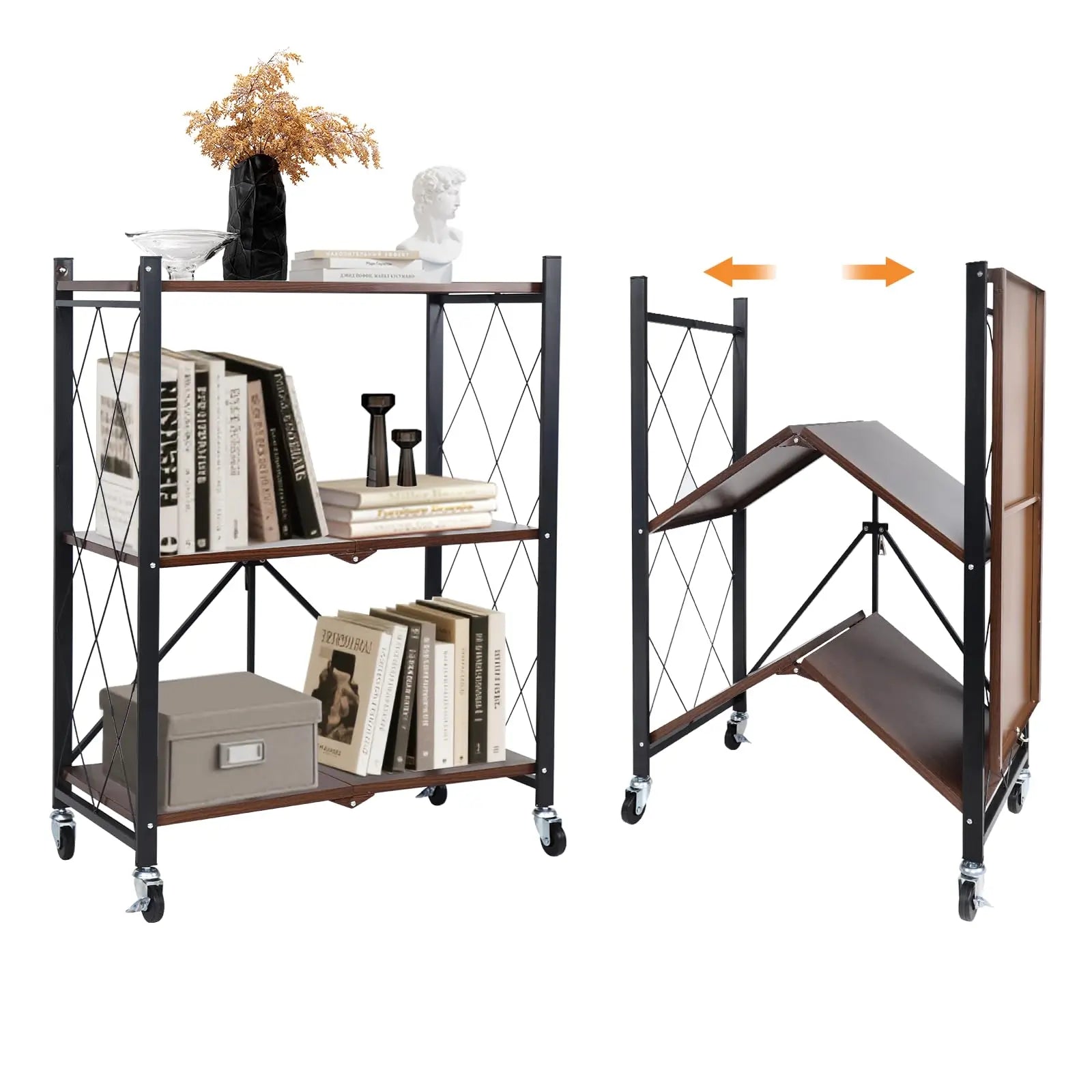 Portable Foldable Metal Steel Storage Rack, No Assembly Required