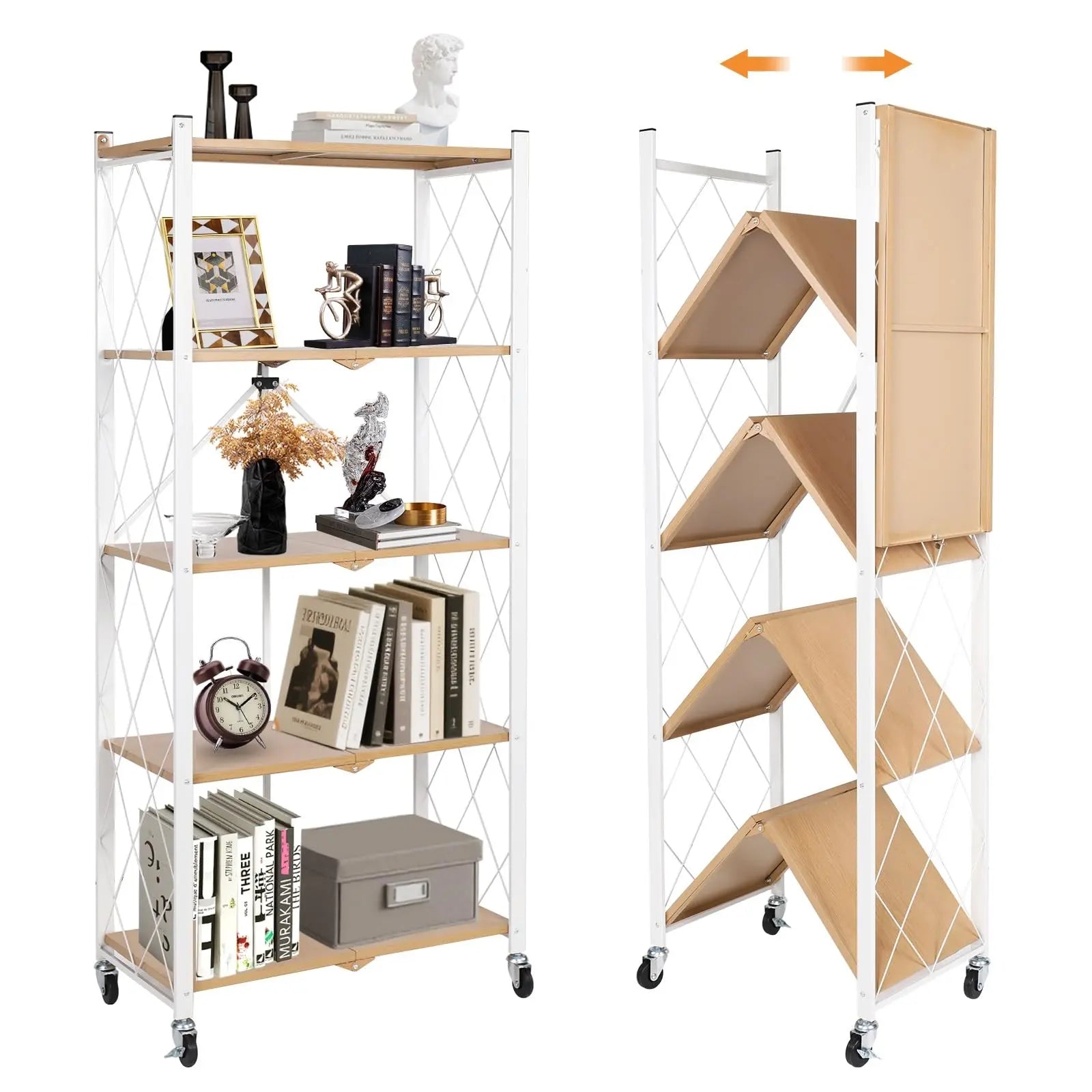 Portable Foldable Metal Steel Storage Rack, No Assembly Required
