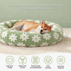 Texture doughnut-shaped round dog bed, detachable and washable cover