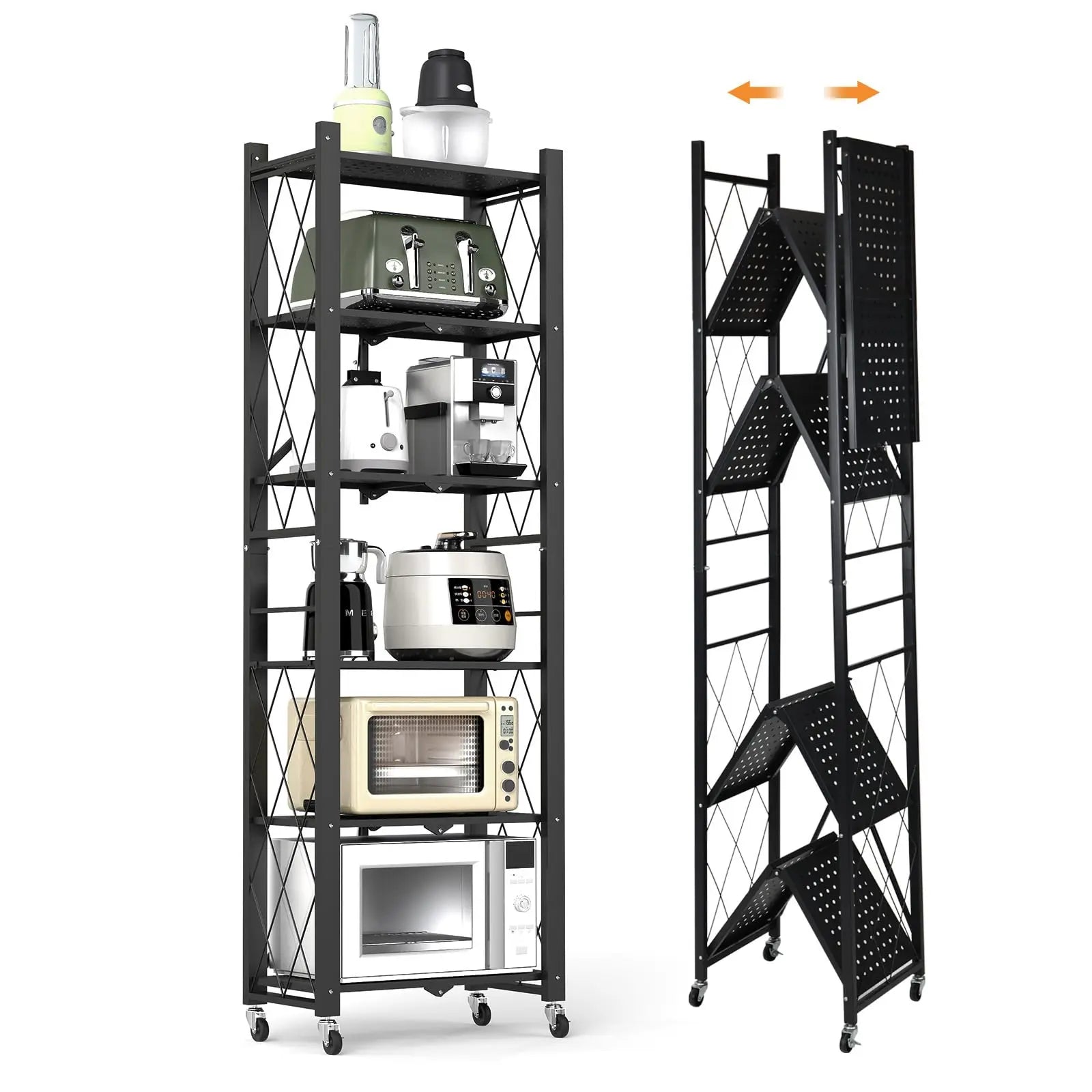 Portable Foldable Metal Steel Storage Rack, No Assembly Required