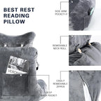 Extra-large reading pillow with removable neck cushion, suitable for sitting on bed or sofa