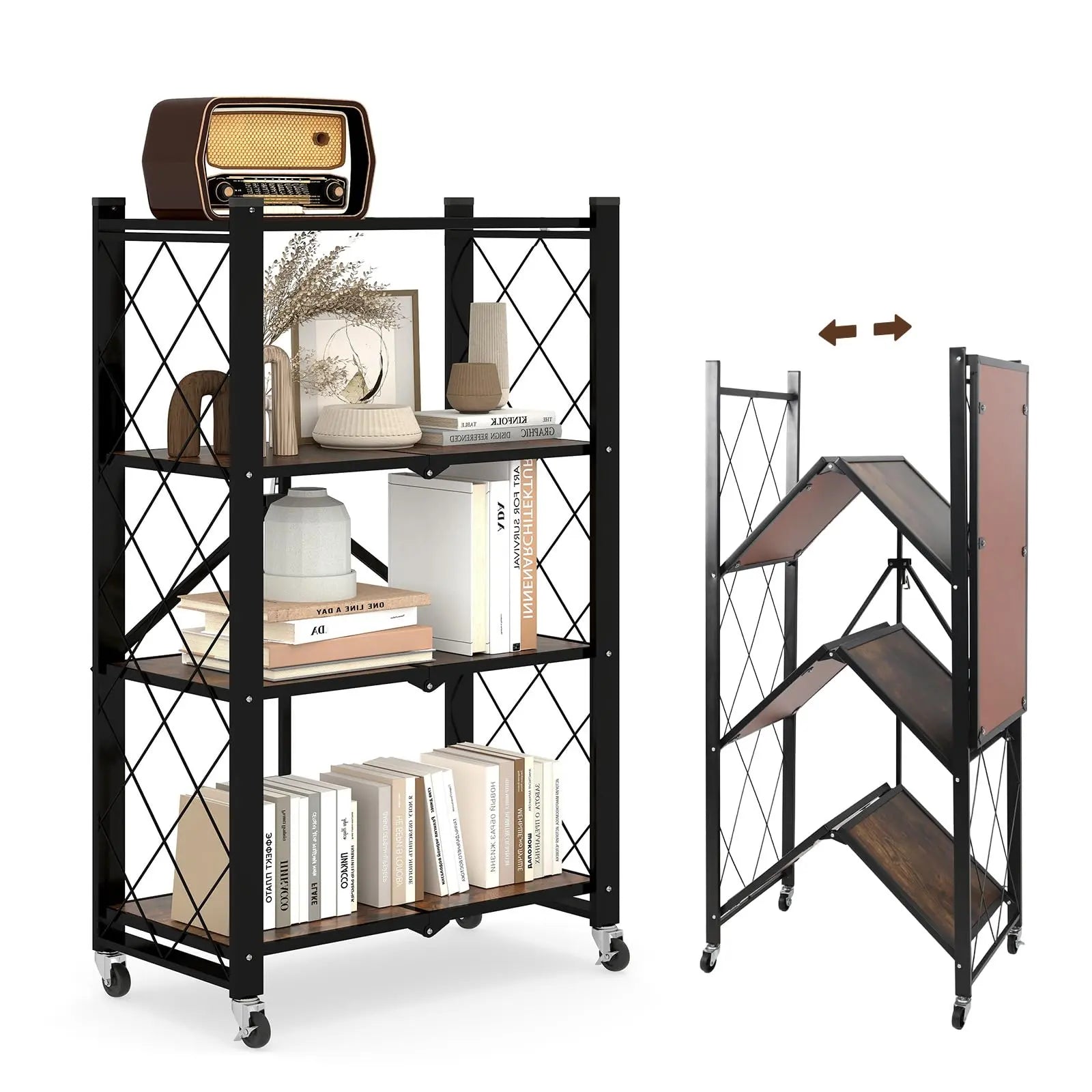 Portable Foldable Metal Steel Storage Rack, No Assembly Required