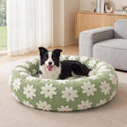 Texture doughnut-shaped round dog bed, detachable and washable cover