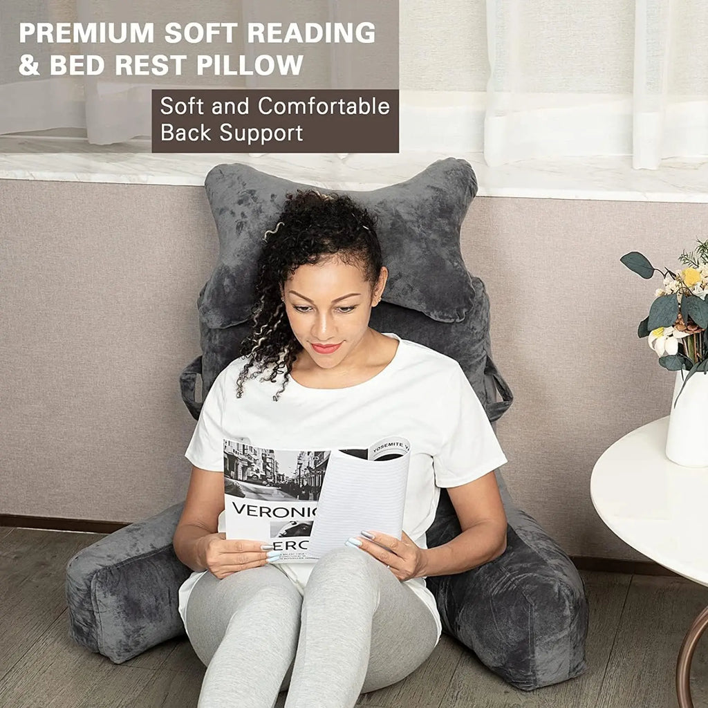 Extra-large reading pillow with removable neck cushion, suitable for sitting on bed or sofa