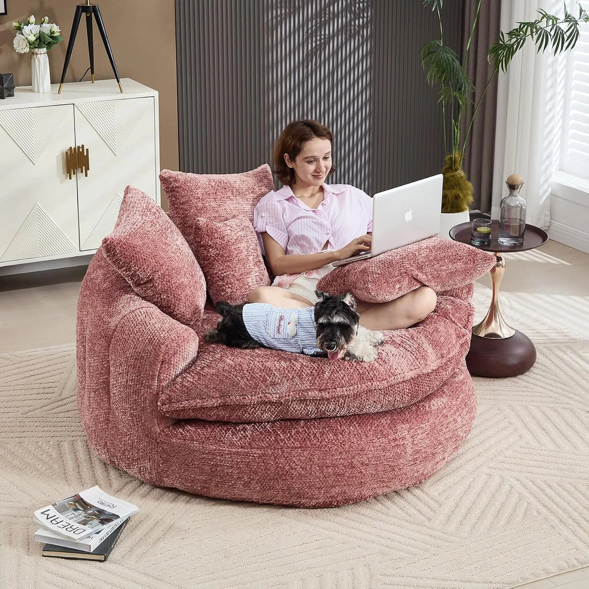 Extra-large plush sheepskin casual sofa