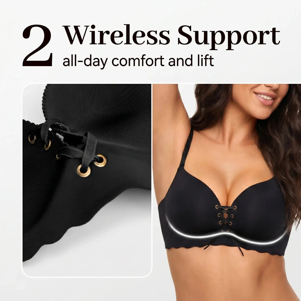 Drawstring Push Up Bra | Instant Cleavage & Anti-Sagging | Add 2 Cups Padded Wireless Strapless Bras Comfort Bra for A B C Cups Womenswear Minimalist