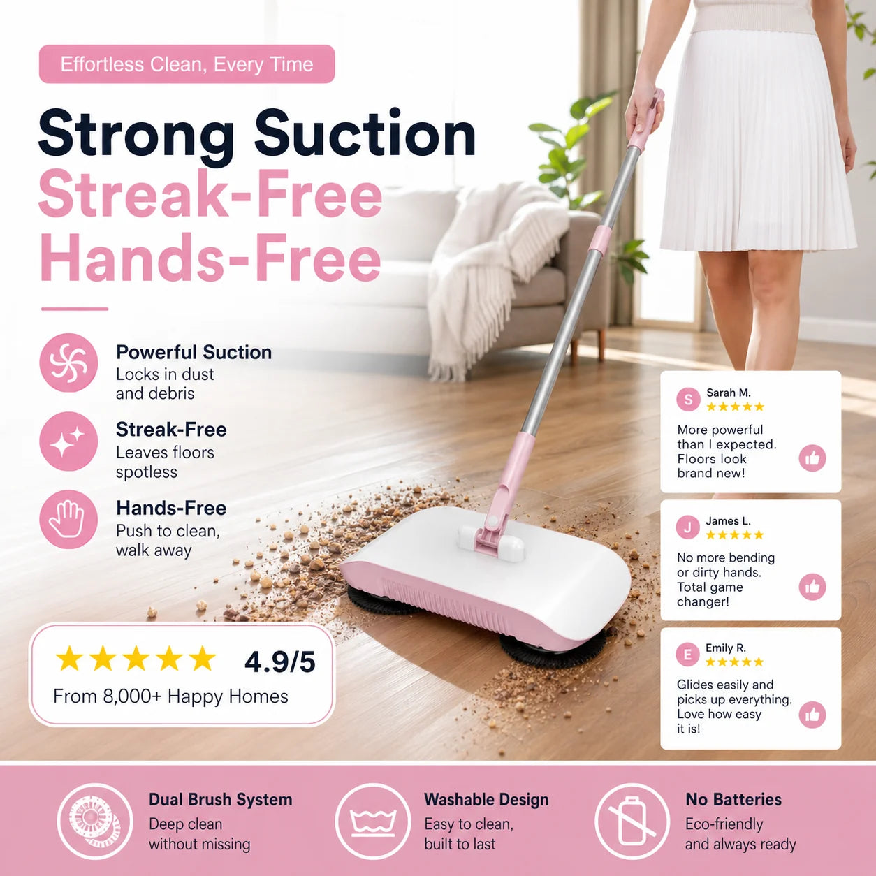 📢📢50% OFF !! ⏰Smart Robot Vacuum Cleaner with Mop & Broom