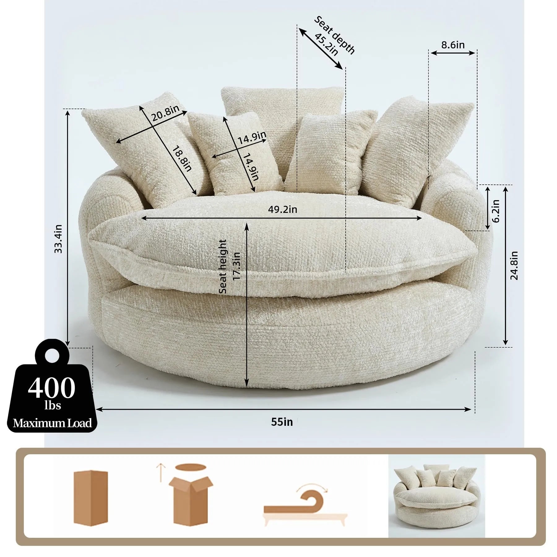 Extra-large plush sheepskin casual sofa