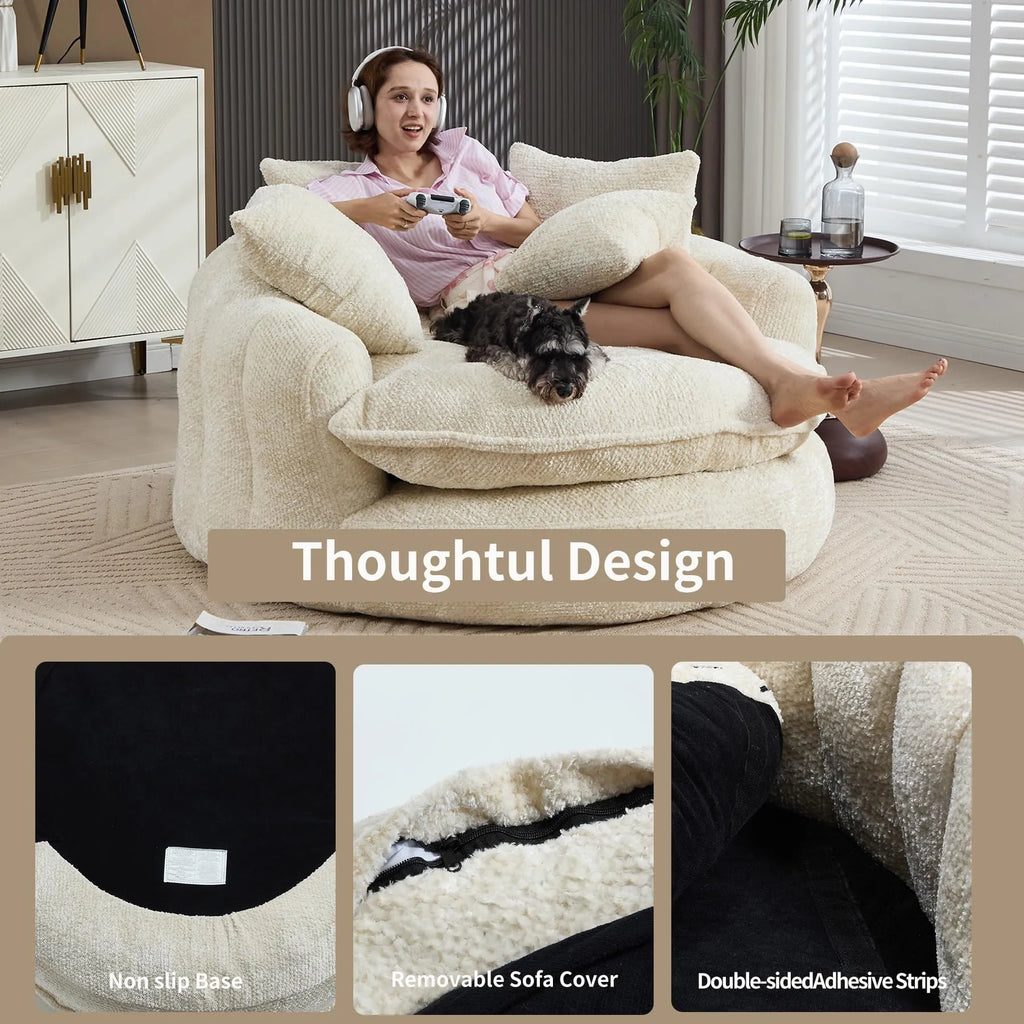 Extra-large plush sheepskin casual sofa