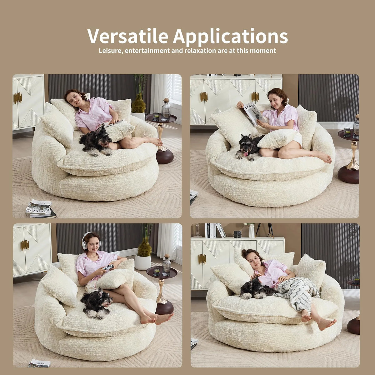 Extra-large plush sheepskin casual sofa