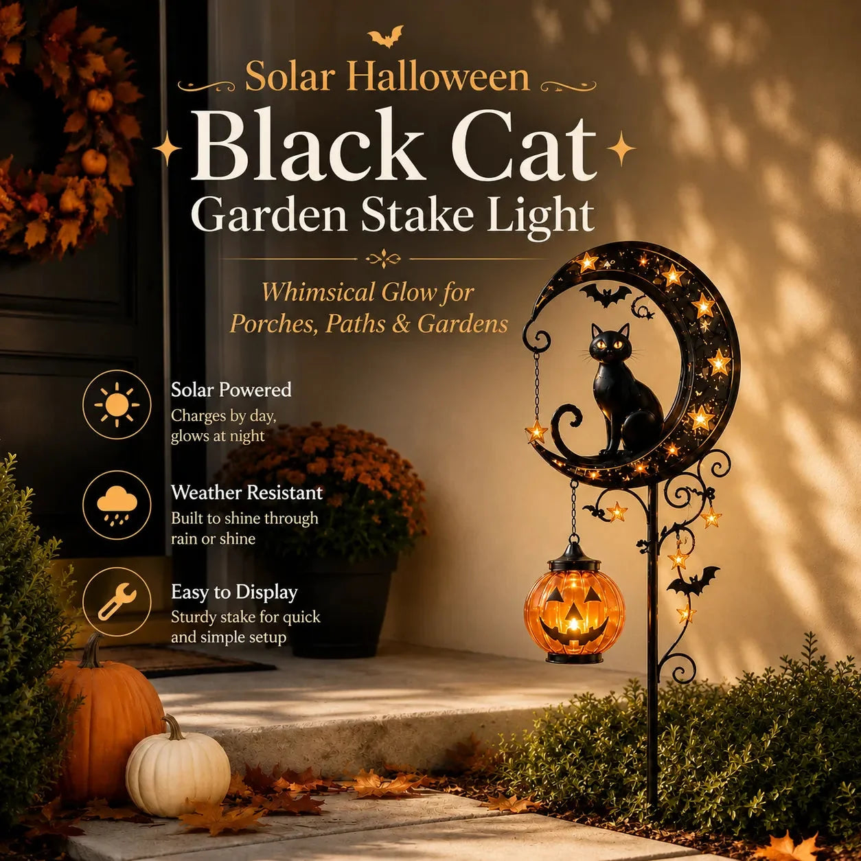 🐈Solar Black Garden Stake Light 🎃 Create a Magical Halloween Glow
