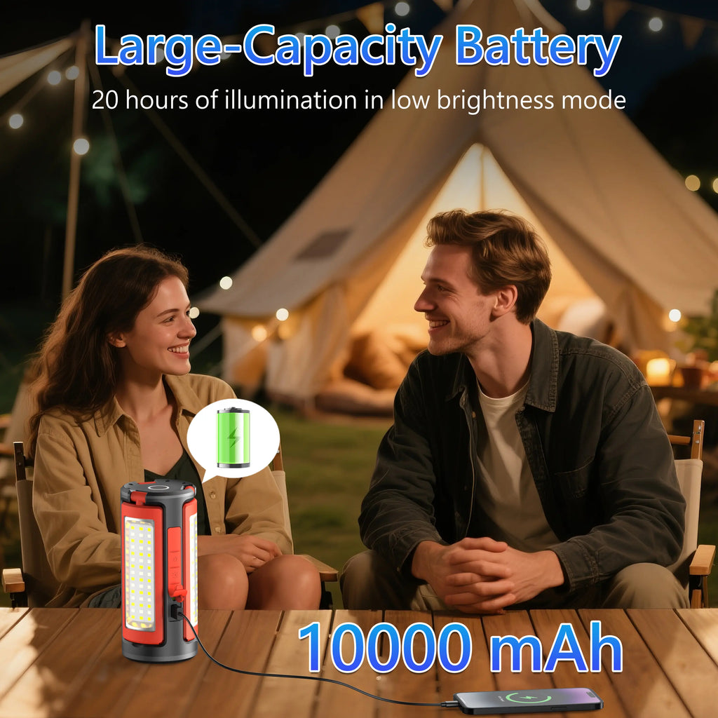 Rechargeable Portable 3-Head LED Work Light Camping Flashlight with 67-Inch Adjustable Tripod