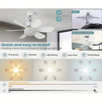 ⏰LAST DAY SALE 70% OFF🔥40W LED Ceiling Fan Light – 20.5” Ultra-Quiet with Remote 🎯 | E27 + FREE B22 Adapter 🔌 | For Bedroom 😴, Kitchen 👩‍🍳 & Garage 🛠️