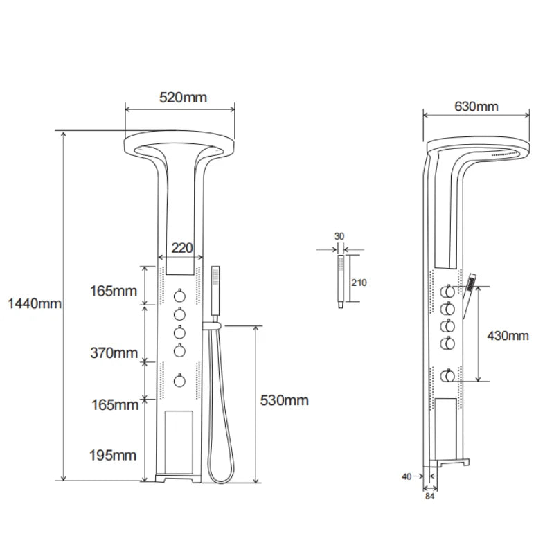 LED Rainfall Shower Panel Stainless steel Multi-Function Shower System