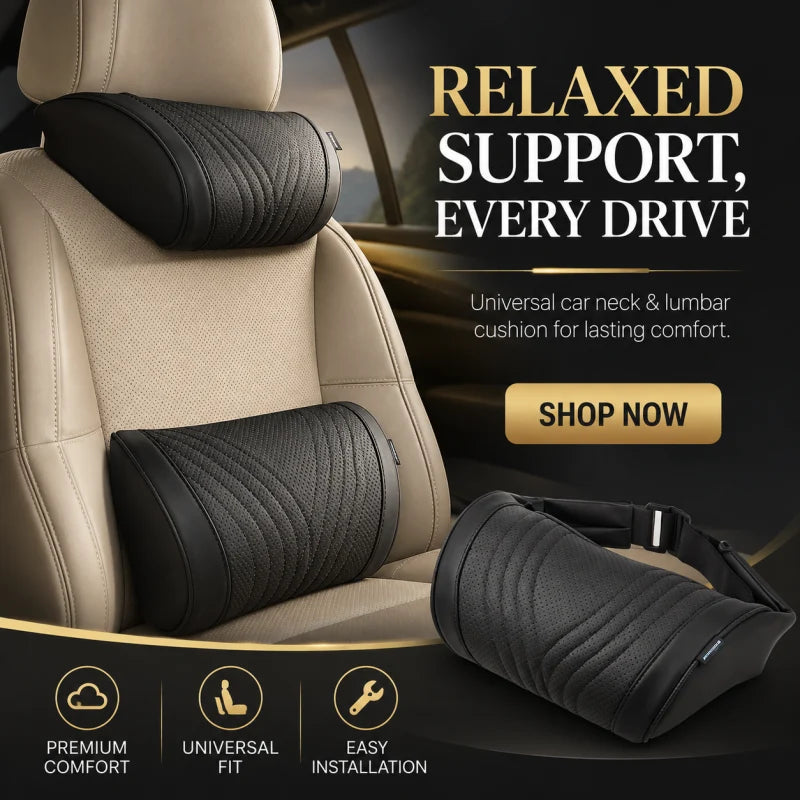 🚗💤 Universal memory foam car headrest and neck pillow, ideal for long-distance road trips