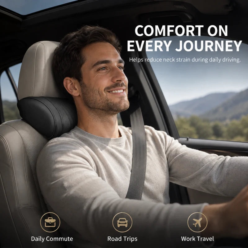 🚗💤 Universal memory foam car headrest and neck pillow, ideal for long-distance road trips