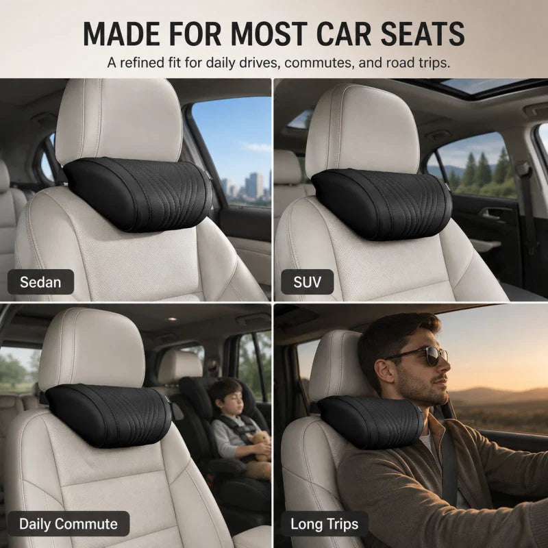 🚗💤 Universal memory foam car headrest and neck pillow, ideal for long-distance road trips